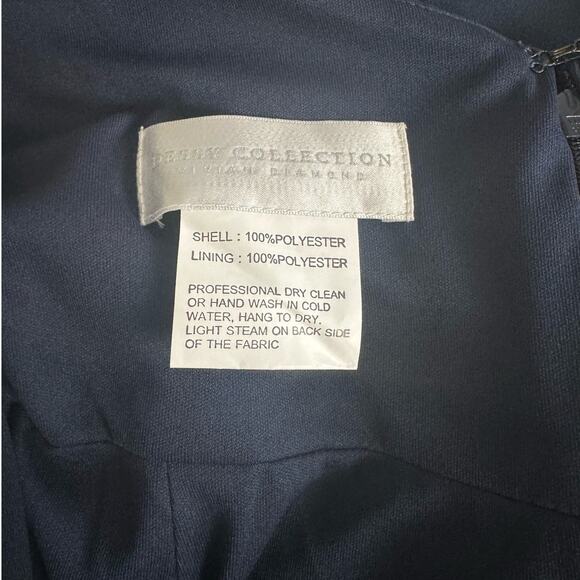 NWT Dessy Collection Diamond Cutout Back Trumpet Gown Midnight Navy Sz 16 - Picture 6 of 11